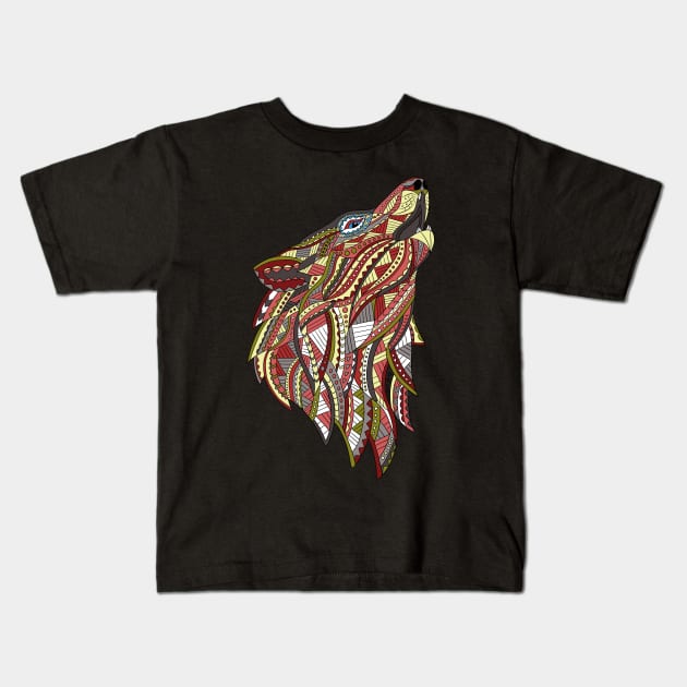 Ethnic Wolf Kids T-Shirt by Tebscooler